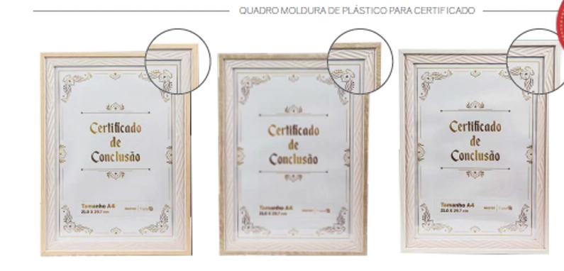 Quadro Moldura De Plastico Para Certificado 21cm X 29,7cm