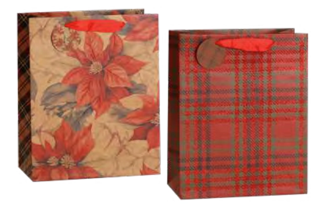 Sacola Papel Xadrez Verm/verd 26x12x32cm Ref.rmt2049