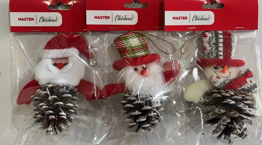 Enfeite Natal Figuras Natal Com Pinha 10x13cm Wf1578 Rio Master