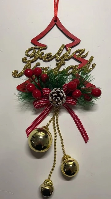 Enfeite Pendurar Boas Festas Pinha Azevinho E Bolas 15x30cm Wf1599 Rio