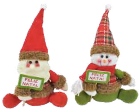 Enfeite Boneco De Neve Sentado C/placa Verd/verm Ref.yx2266