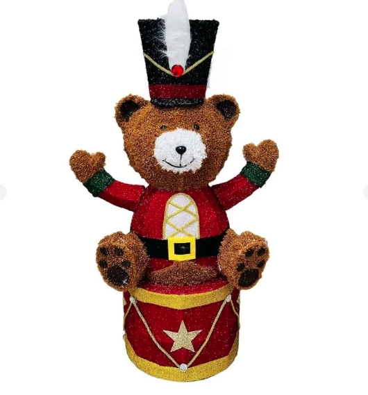 Enfeite Urso No Tambor Natal 3d 50 Leds Ref.mh1159