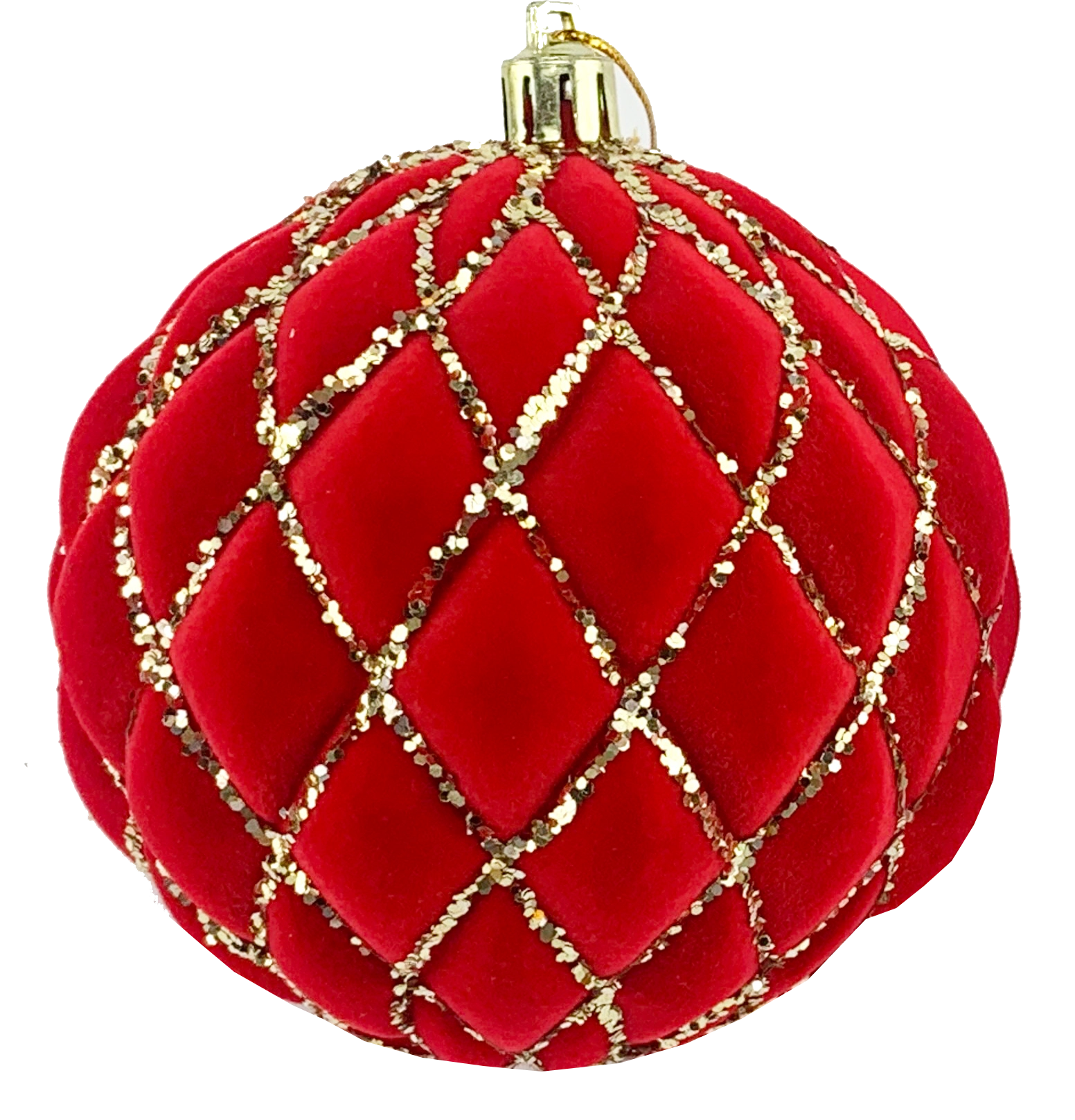 Bola Natal Camurca Glitter Vermelho Dourado 10cm 12un Sd3440 Rio Maste