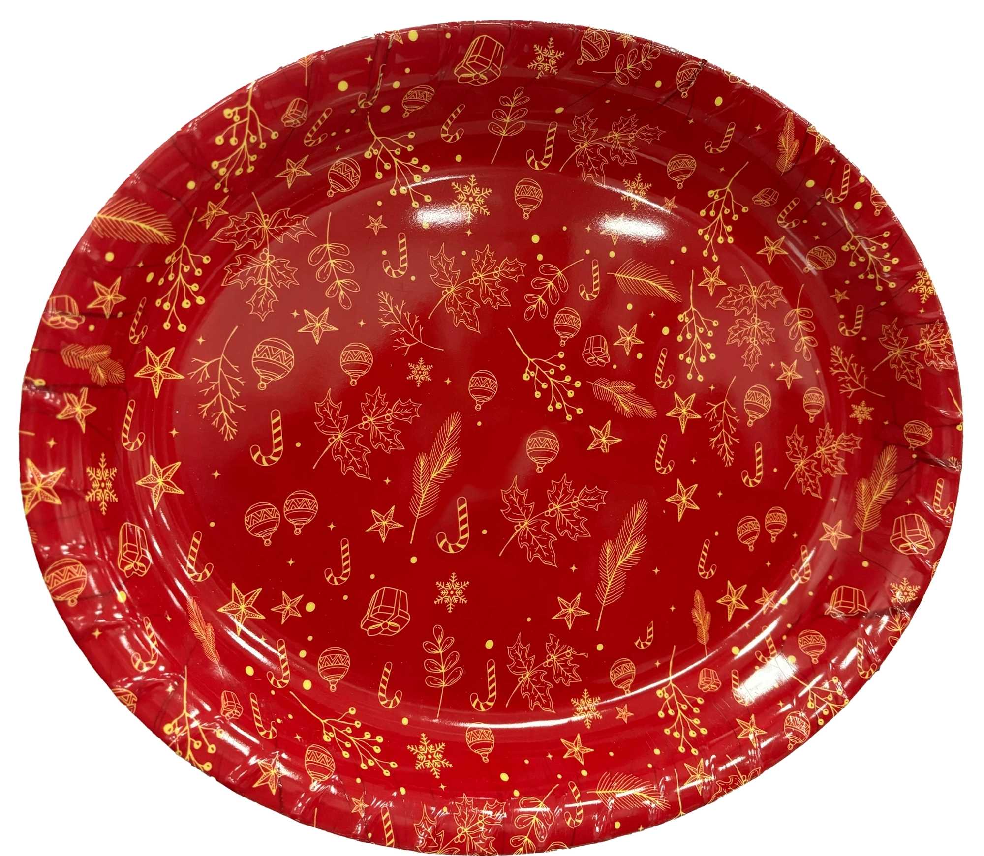 Bandeja Oval Natalina Decorado Vermelho 36x28,5cm Jca3636 Rio Master