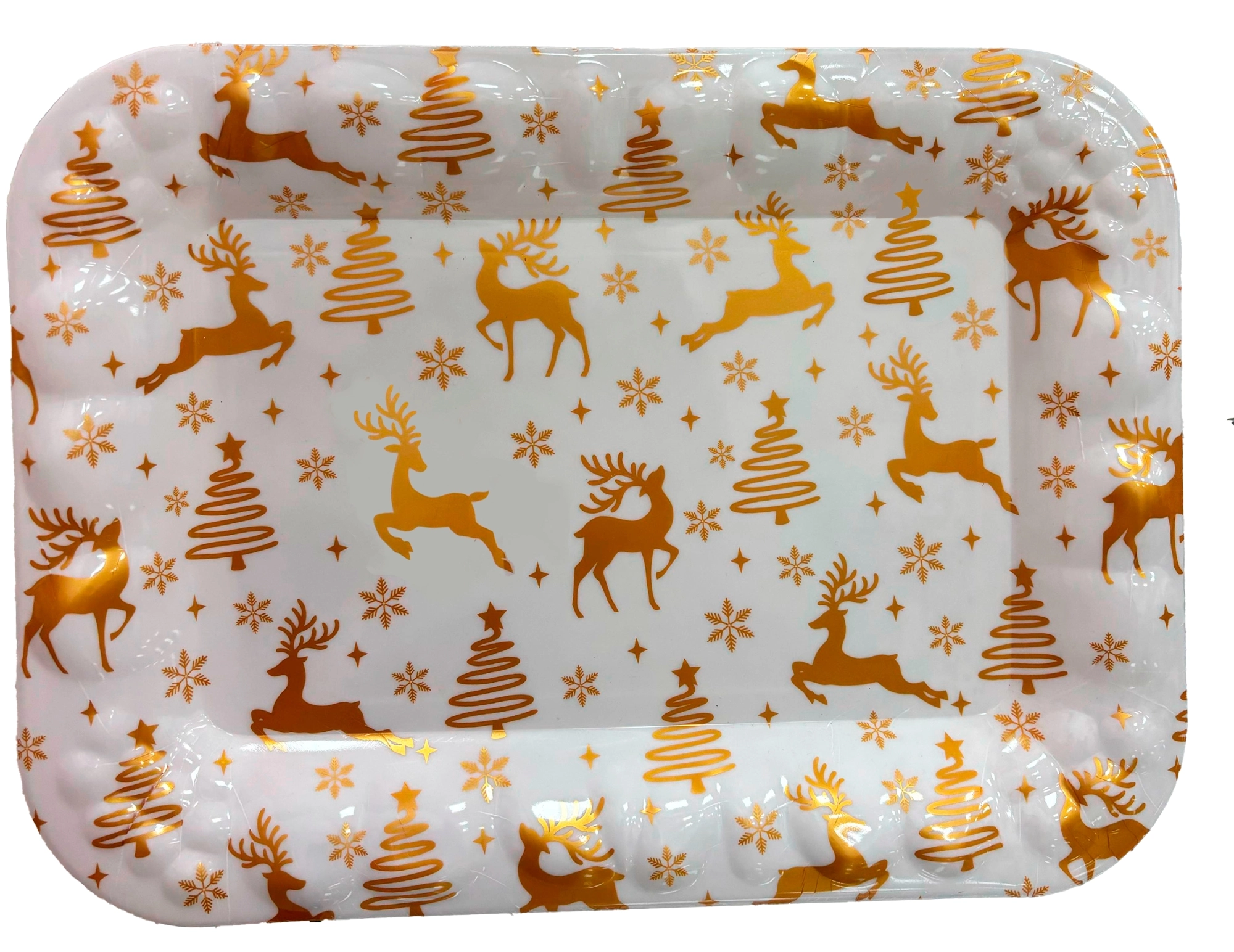 Bandeja Retangular Natalina Decorado Dourado 37,5x27cm Jca3648 Rio Mas