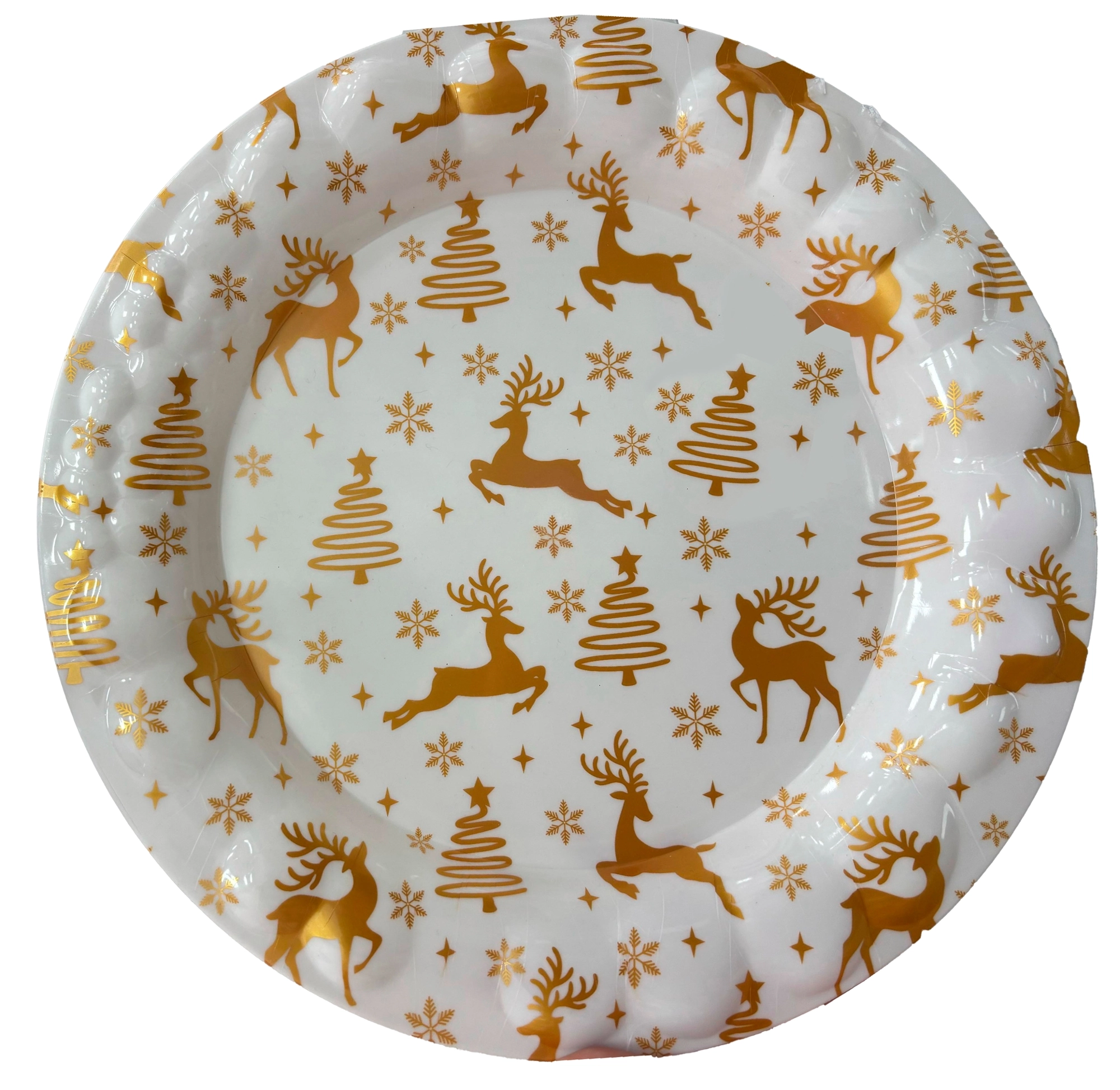 Bandeja Redonda Natalina Decorado Dourado 33x2,5cm Jca3649 Rio Master