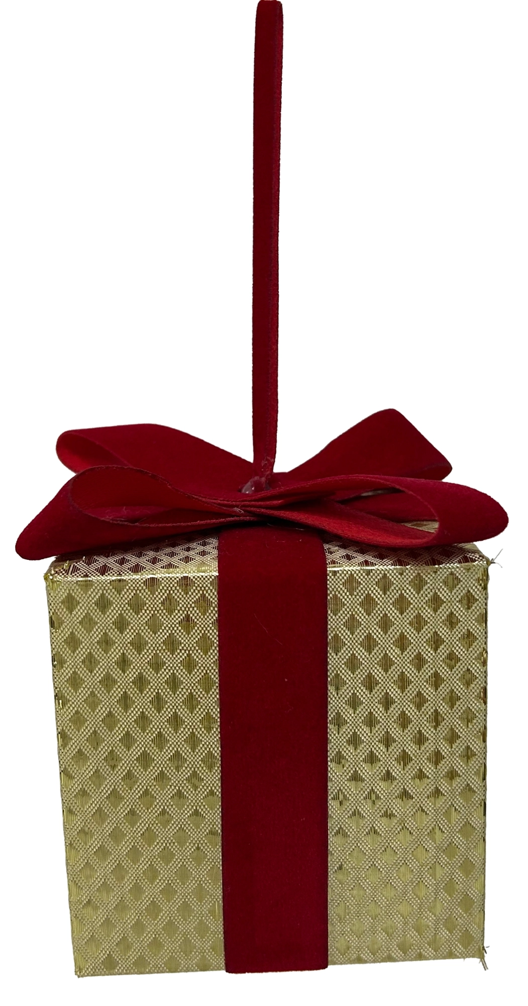 Enfeite Natal Pendurar Presente Dourado 6x6x7,5cm Wf1742 Rio Master