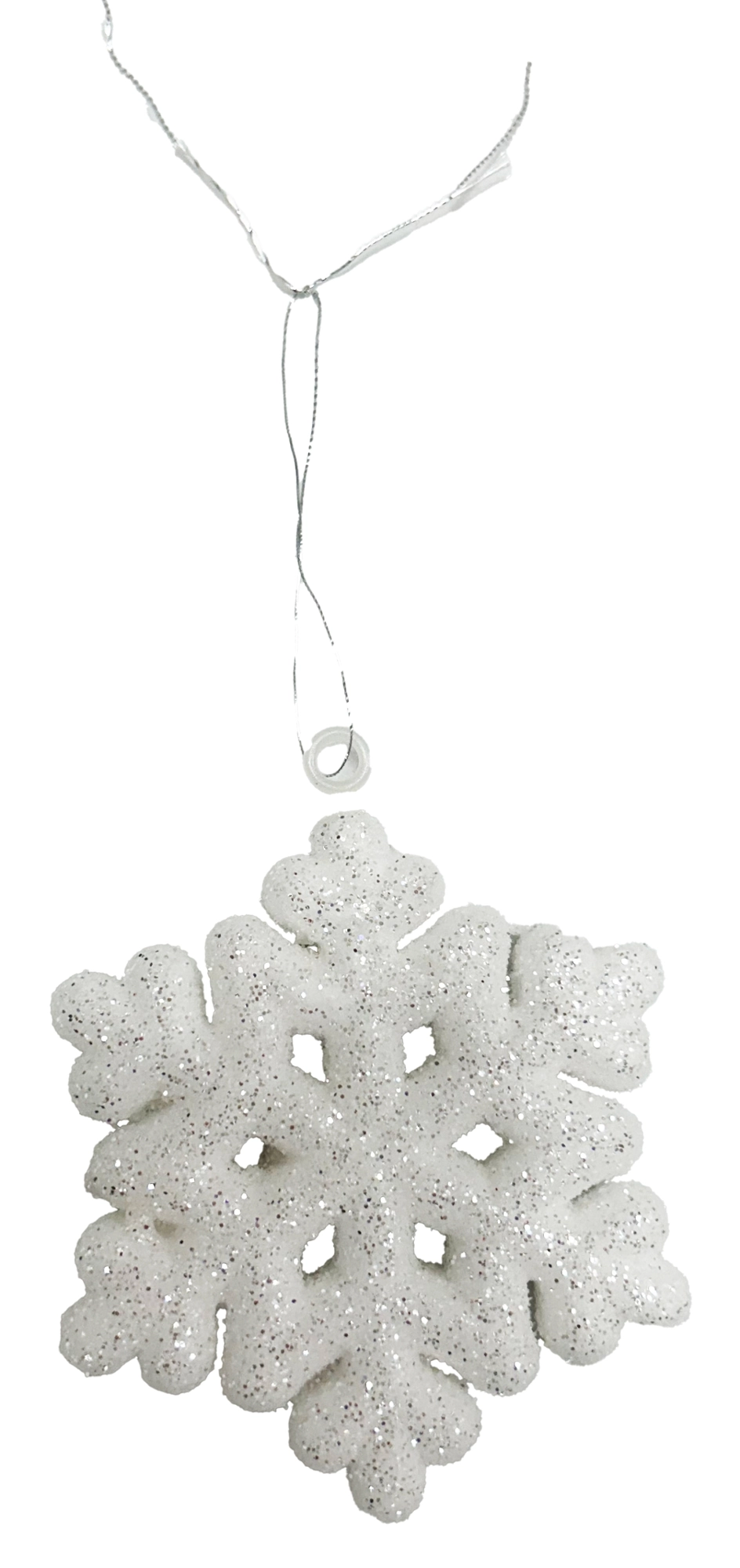 Enfeite Natal Pendurar Floco Neve Glitter 7x7cm 3un Wf1776 Rio Master