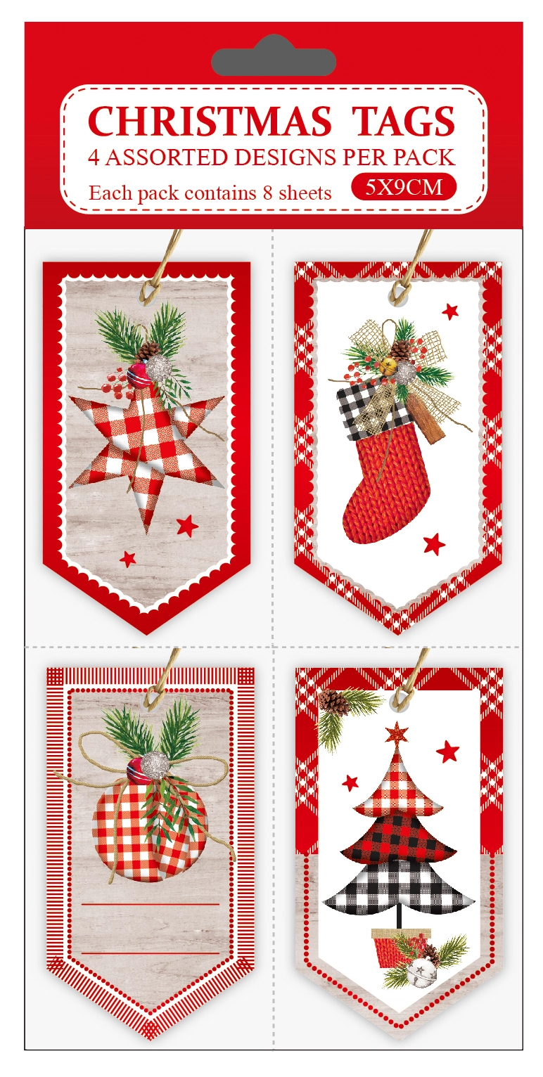 Tag Natal Glitter 5x8cm 8un Jh4479 Rio Master