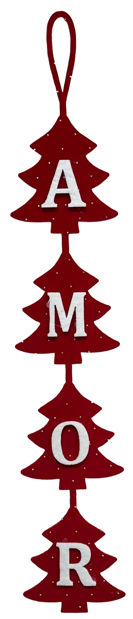 Enfeite Natal Placa Amor Vermelho 9x48cm Wf1917 Rio Master