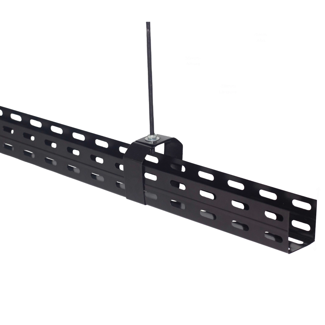 Eletrocalha perfurada tipo u 50x50x3000mm #24 cor Preta Seb Brasil