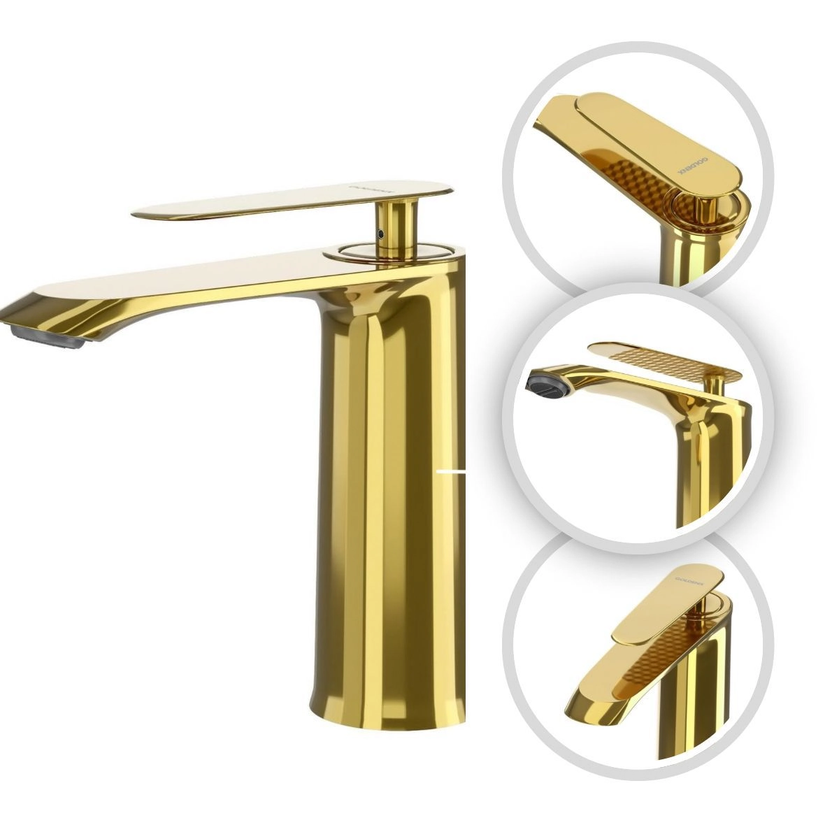 Torneira Para Banheiro Misturador 100% Metal Premium Moscou Gold