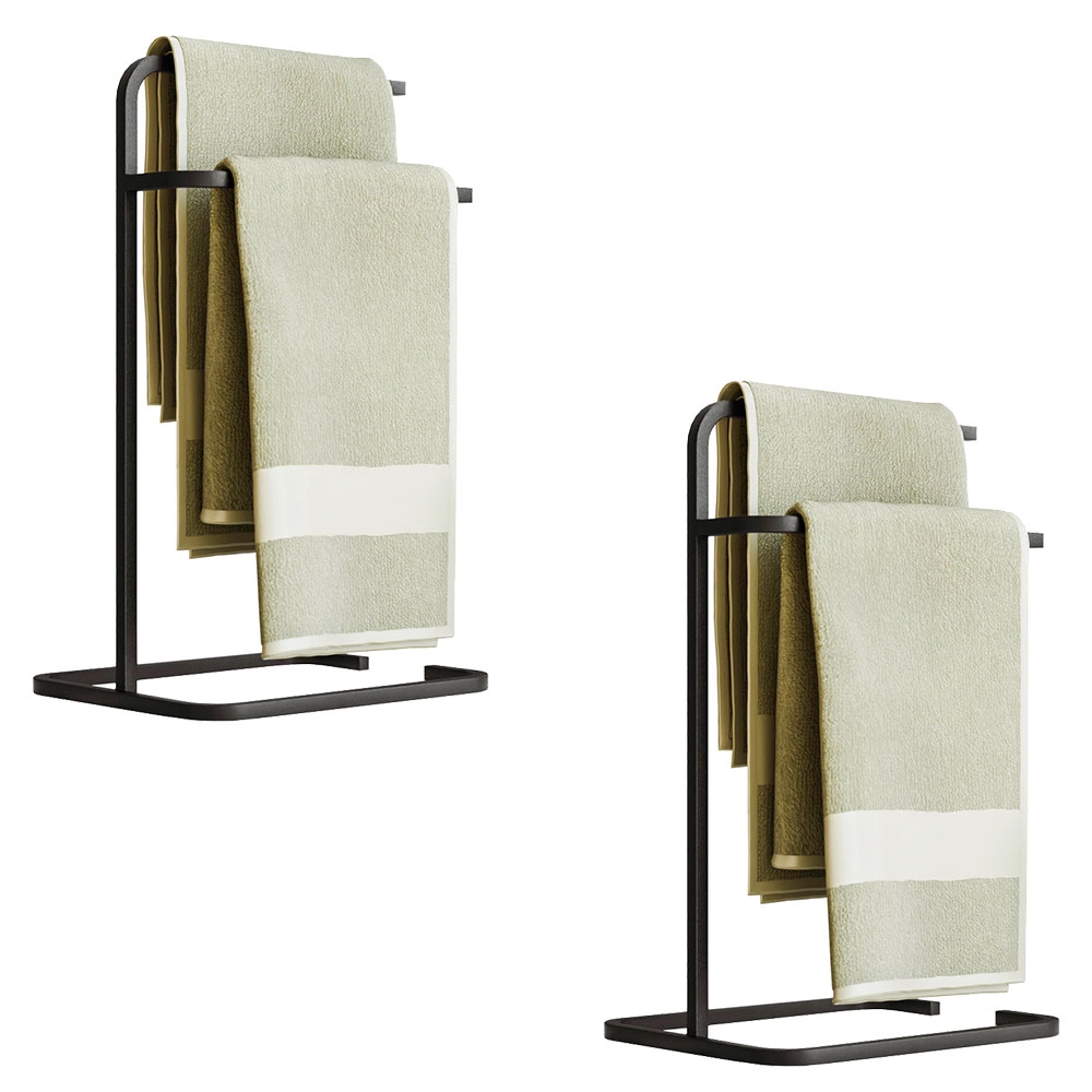 Kit 2 Porta Toalhas De Rosto Eleganza Metal Preto - Pallazio