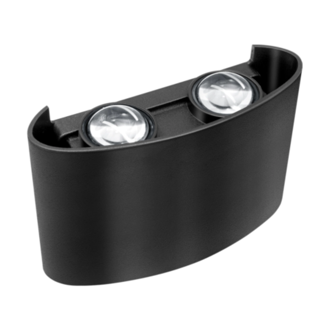 Arandela Led Lentille Double Preta 4w Amarelo 3000k