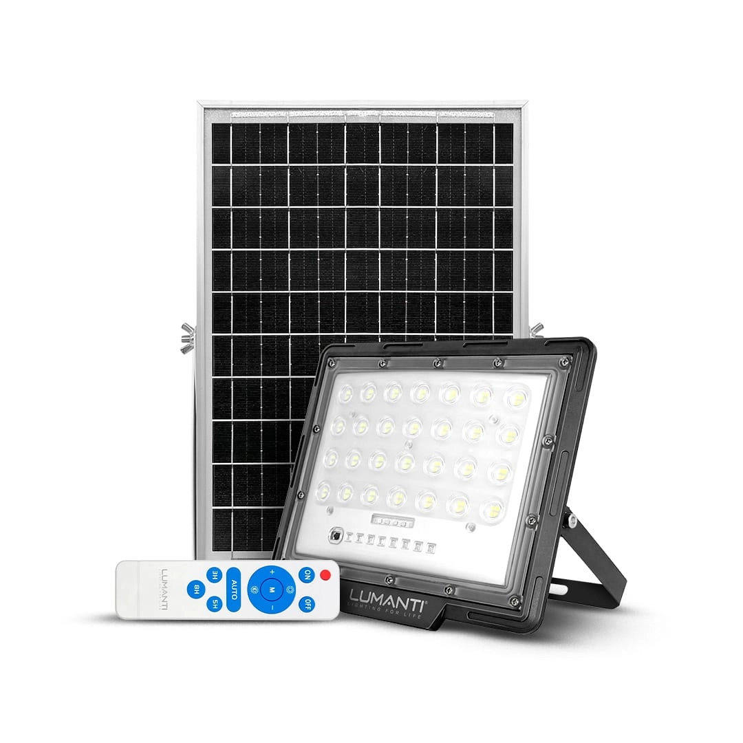 Refletor Led Solar 100w Com Placa Solar E Controle Remoto – Ip66 Lumanti Unico