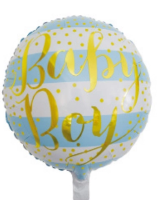 Balao Met Redondo Azul Baby Boy 45cm