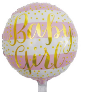 Balao Metalizado Baby Girl Listras 18 Pol C/1 Un Rosa