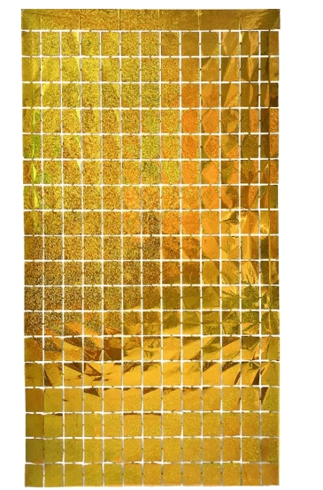 Cortina Candy/mini Quadrado Holografica Dourada
