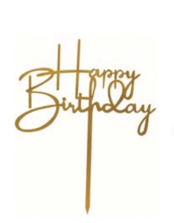 Topo De Bolo Happy Birthday Acrilico Dourado 16x23cm Ponto Das Festas