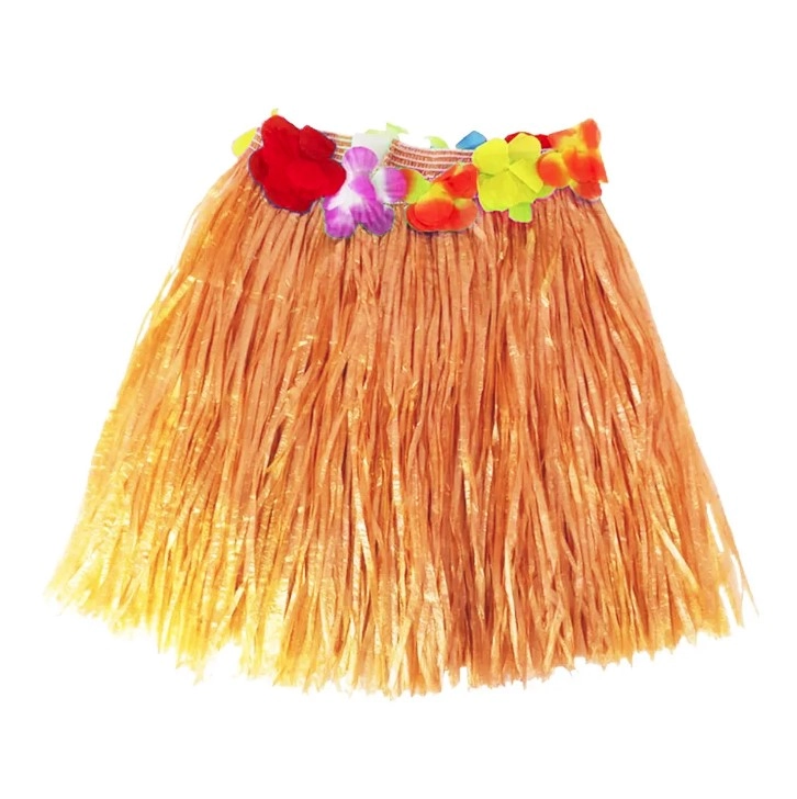 Saia Havaiana Laranja C/flores 30cm Ponto Das Festas