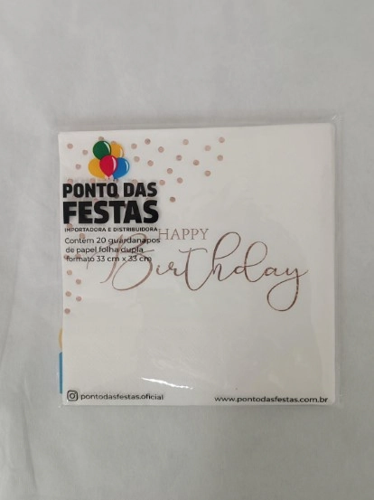 Guardanapo Papel Happy Birthday Rose C/20un 33x33cm Ponto Das Festas