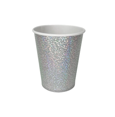 Copo Papel Holografico Prata C/8un 250ml Ponto Das Festas