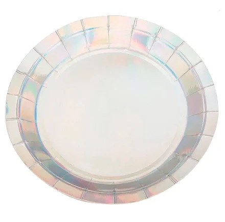 Prato Papel Furta Cor Prata 18cm C/8un Ponto Das Festas