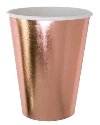 Copo Papel Met Ouro Rose C/8un 250ml Ponto Das Festas