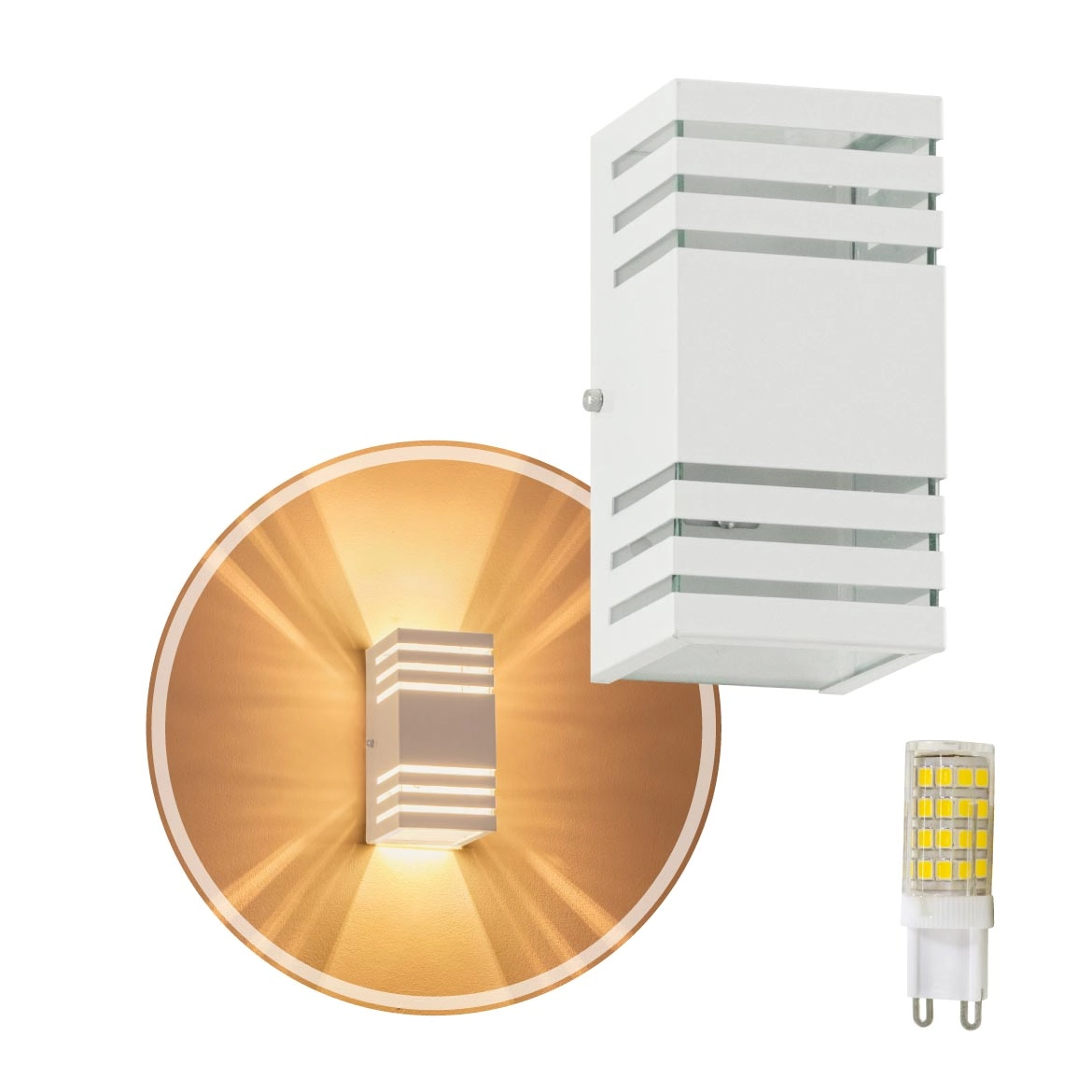 Arandela Efeito 6 Frisos Alumínio Externa Branca + Led G9 Bq St2754