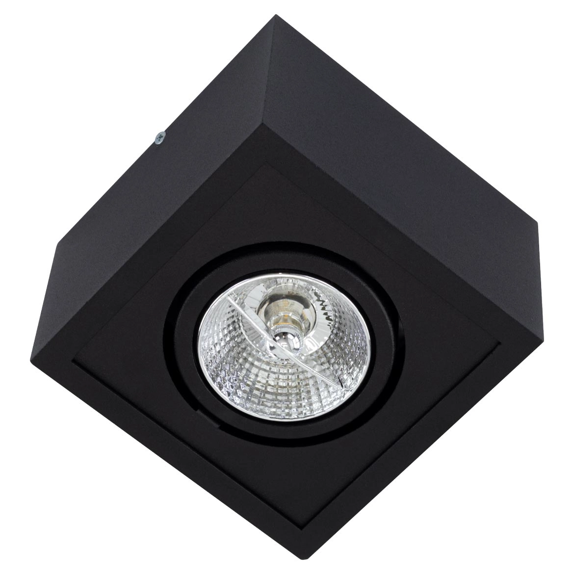Plafon Spot Sobrepor Preto Box + Led Ar70 Branco Quente Orluce St2761