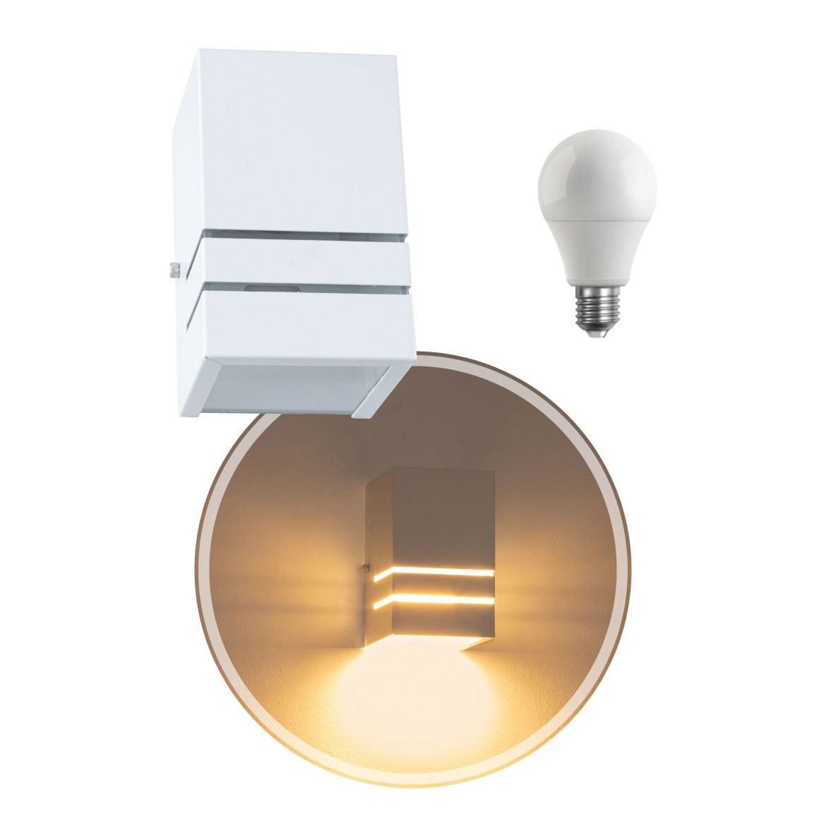 Arandela 1 Foco Facho E Frisos Branca + Led Br. Quente St294