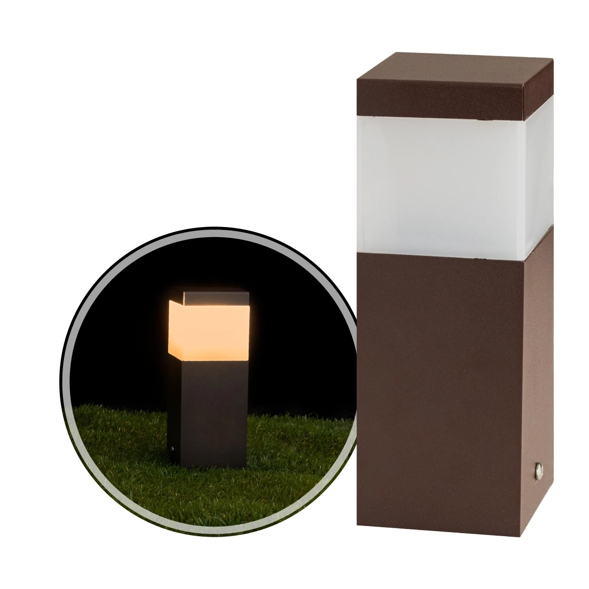 Poste Balizador Marrom 20cm P/ Jardim Em Alumínio St2791