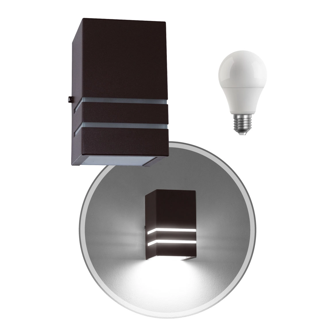 Arandela 1 Foco Facho E Frisos Marrom + Led Br. Frio St294
