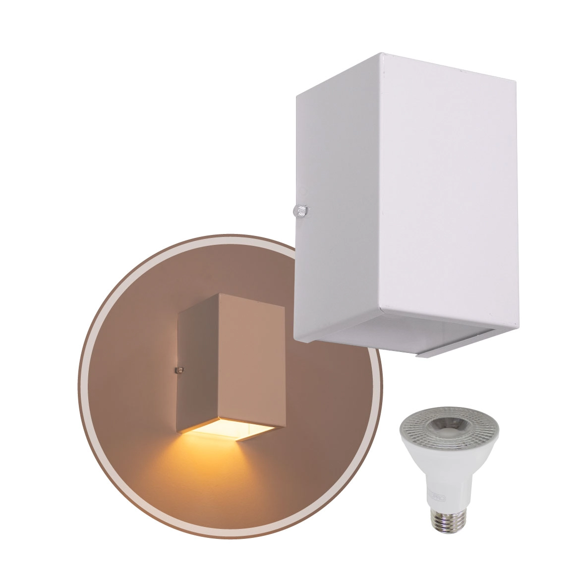 Arandela 1 Foco Média Alumínio Ext. Branca + Led Par20 Br. Quente St2769