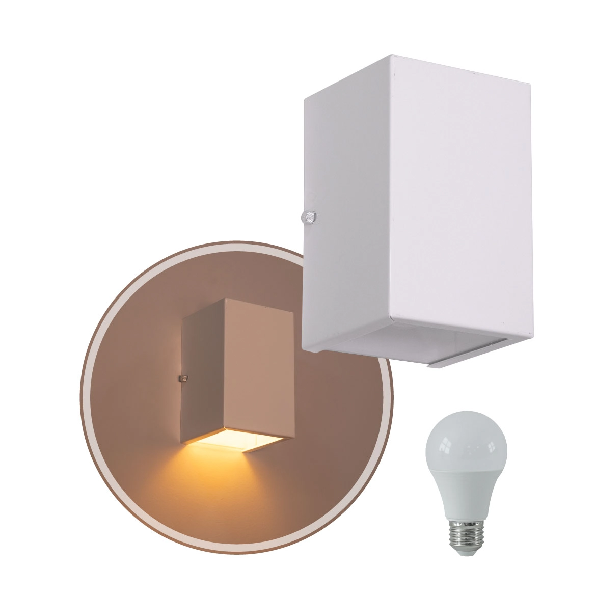 Arandela 1 Foco Média Alumínio Ext. Branca + Led A60 Br. Quente St2769