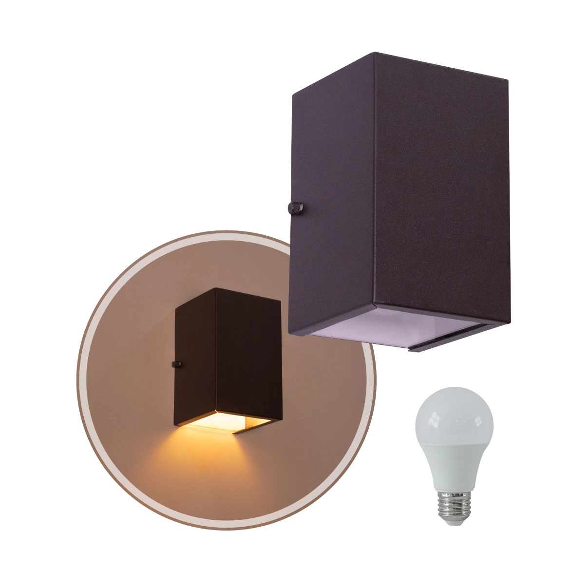 Arandela 1 Foco Média Alumínio Ext. Marrom + Led A60 Br. Quente St2769