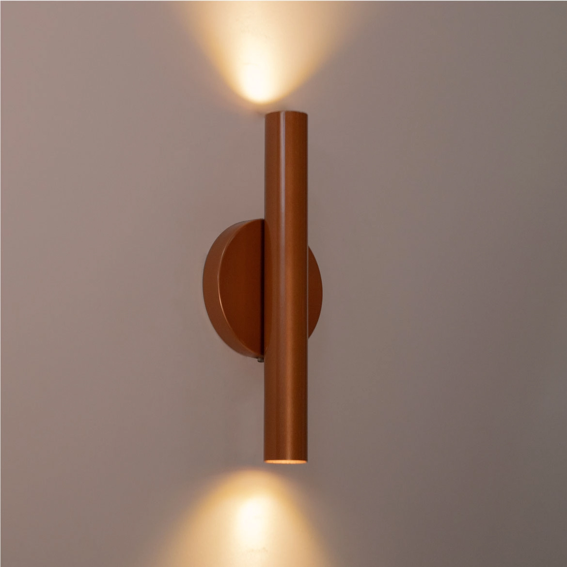 Arandela Tubo Cilindro Cobre 30cm 2 Fachos + 2 Led Mr11 Br.quente St2773
