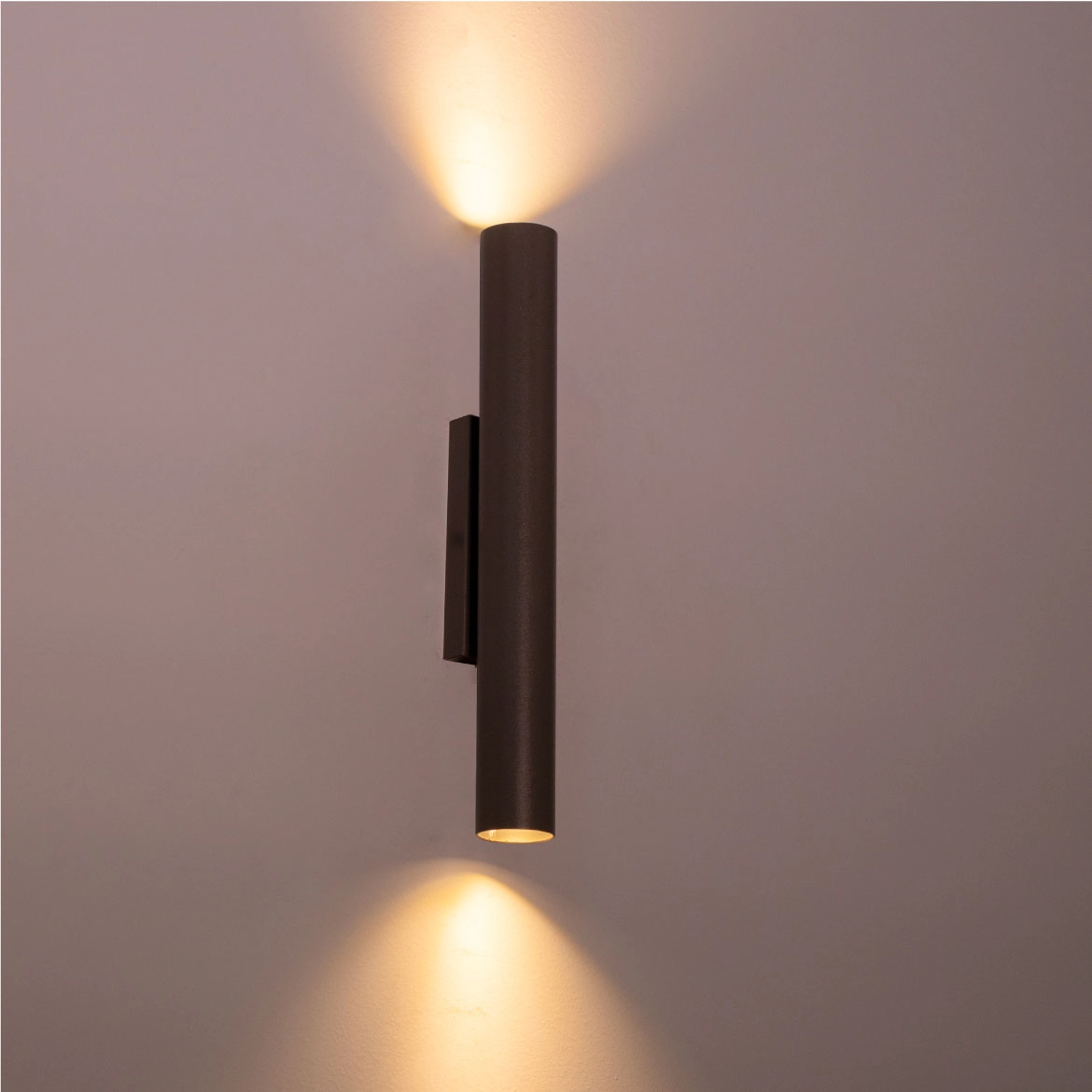 Arandela Tubo Cilindro Cinza 30cm 2 Fachos + 2 Led Mr11 Br.quente St2773