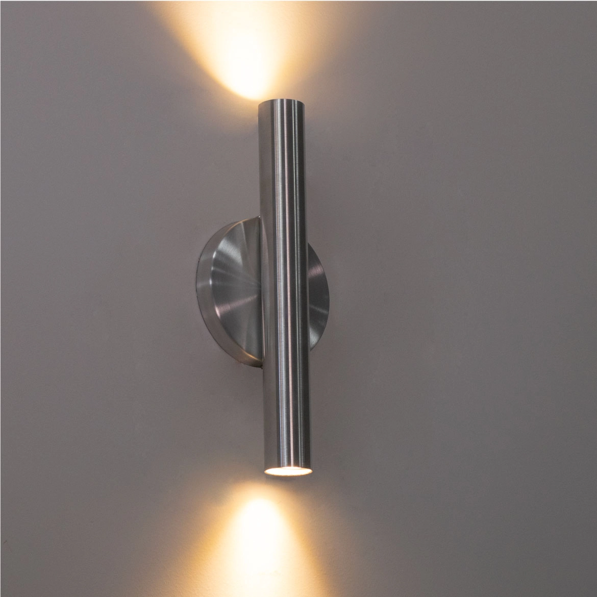 Arandela Tubo Cilindro Escovado 30cm 2 Fachos + 2 Led Mr11 Br.quente St2773