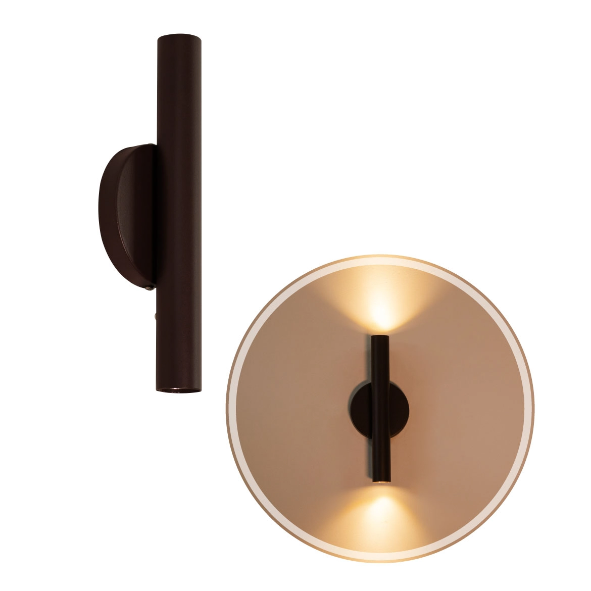 Arandela Tubo Cilindro Marrom 30cm 2 Fachos + 2 Led Mr11 Br.quente St2773
