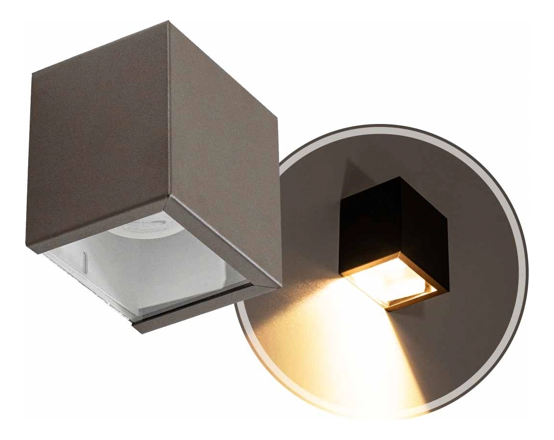 Arandela Cubo 1 Foco Sem Friso Alumínio 10cm Marrom P/ Mr16 St2941