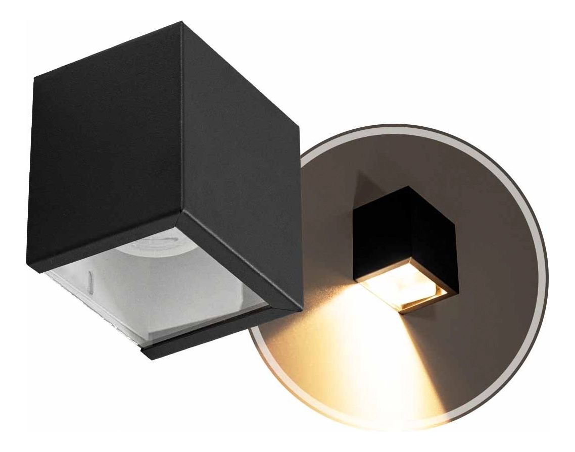 Arandela Cubo 1 Foco Sem Friso Alumínio 10cm Preto P/ Mr16 St2941