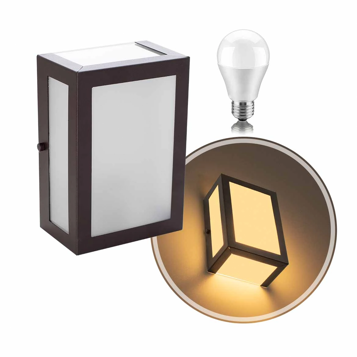 Arandela 5 Vidros Alumino Externa Marrom + Led A60 12w Br. Quente St2777