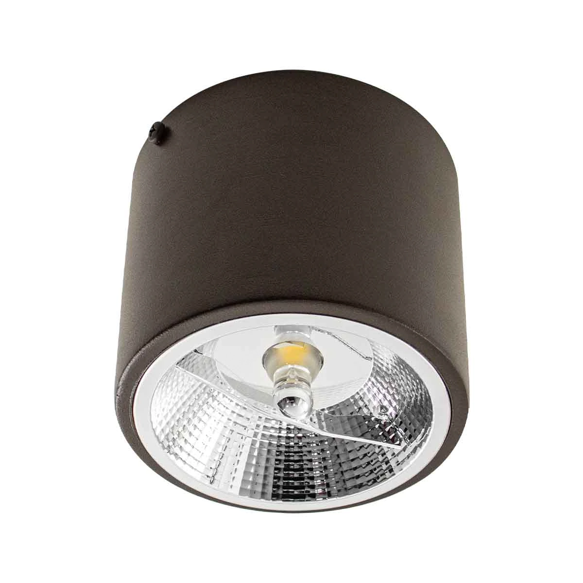 Plafon De Sobrepor Redondo Marrom Foco Fixo P/ Ar111 Starlumen St2947