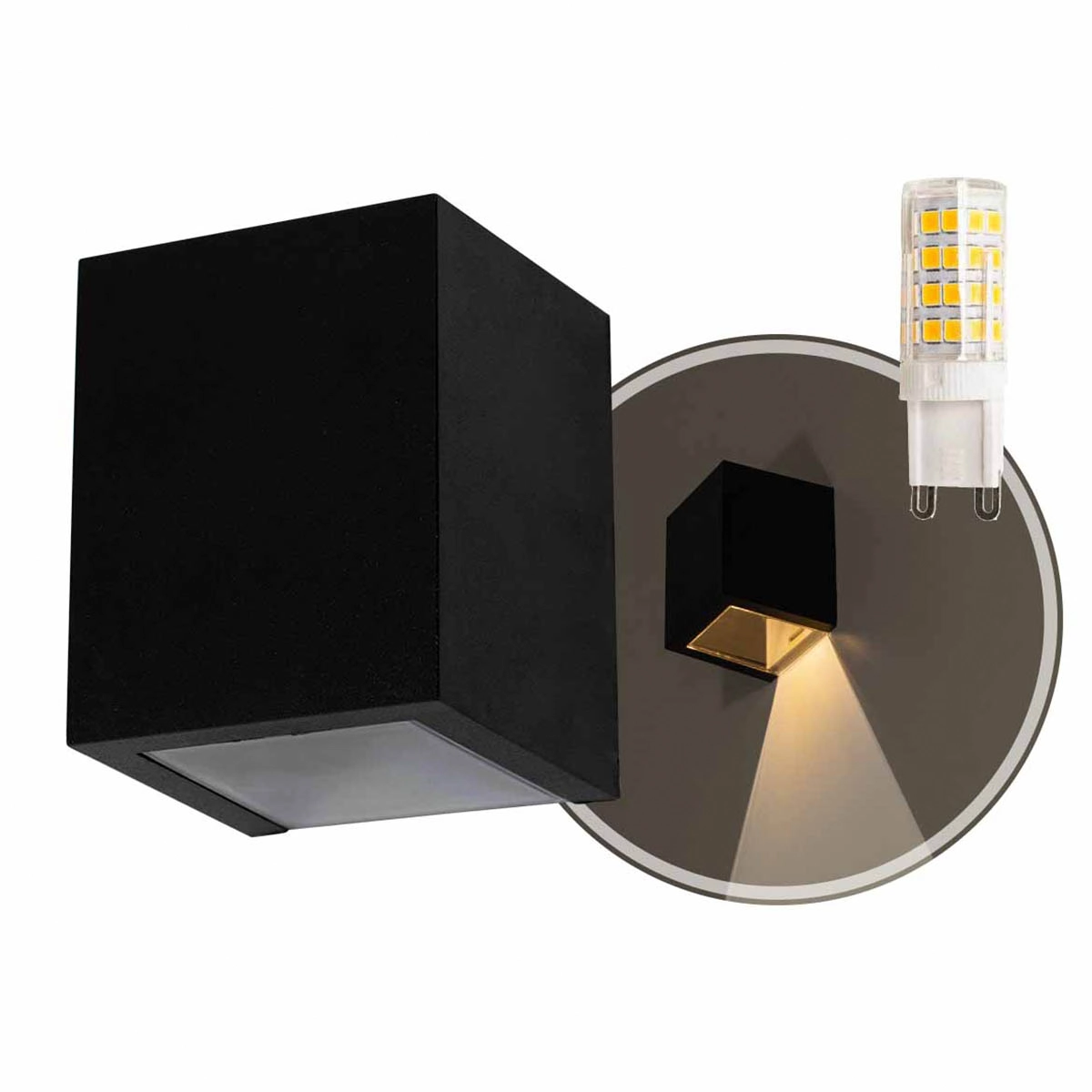 Arandela Led 5w 3000k Policarbonato 1 Foco Preta Starlumen St2775