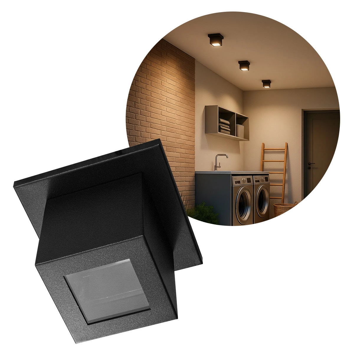 Plafon Spot Box Lexy Sobrepor De Teto Starlumen 1 Facho 1xgu10 Interno E Externo St3070 - Preto
