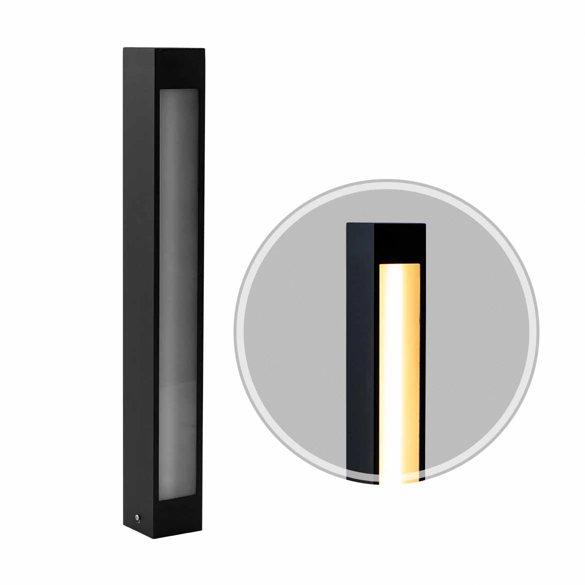 Poste Balizador De Jardim Externo Preto + T8 60cm Luz Quente Starlumen St2946