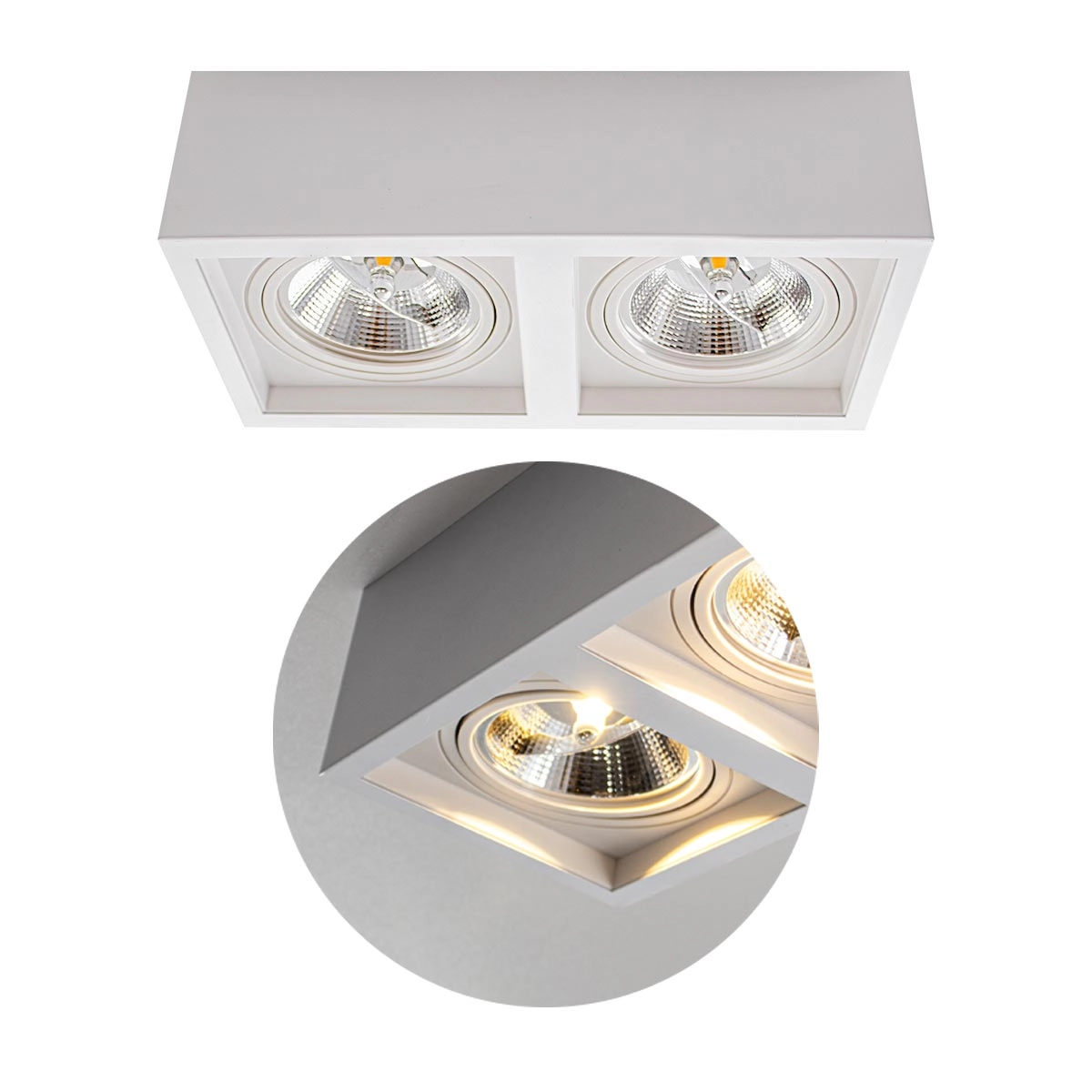 Plafon Spot De Sobrepor Box Duplo Branco P/ 2xgu10 Ar111 Starlumen St2950