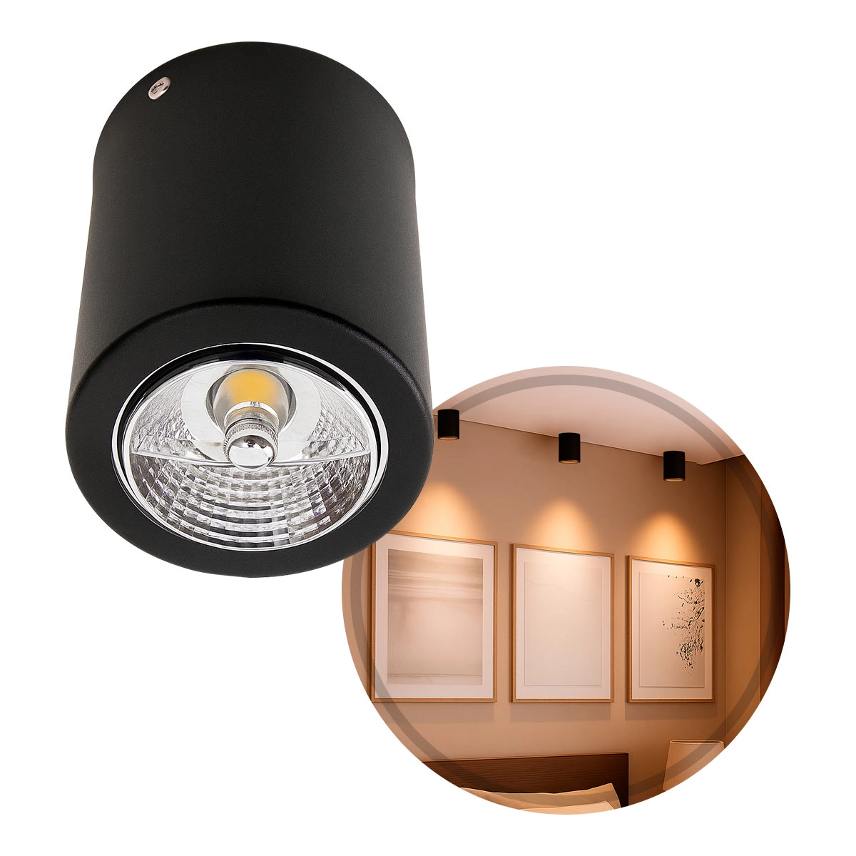 Plafon De Sobrepor Redondo Preto Foco Fixo P/ Ar70 Gu10 Starlumen St2951