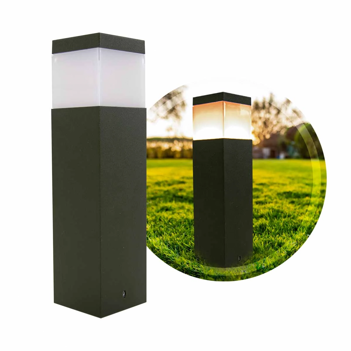 Poste Balizador 30cm P/ Jardim Em Alumínio Verde Militar St1301